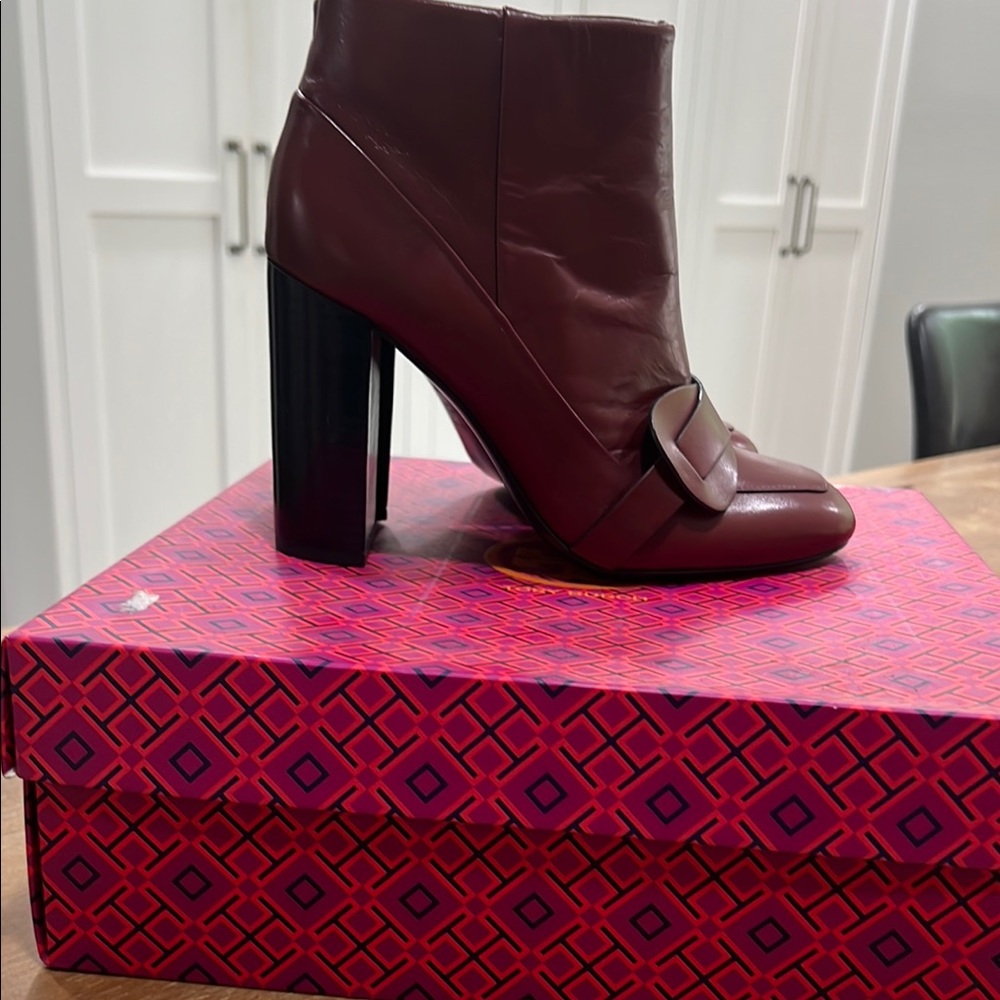 Tory Burch Cherry Wood Heeled Boots